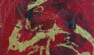 Le rouge, le noir et l'or sont la signature de cette artiste namuroise primée à Paris