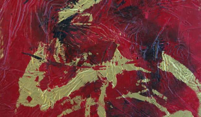 Le rouge, le noir et l'or sont la signature de cette artiste namuroise primée à Paris